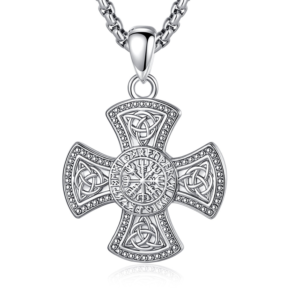 Triquetra Celtic Cross Vegvisir Pendant Necklace