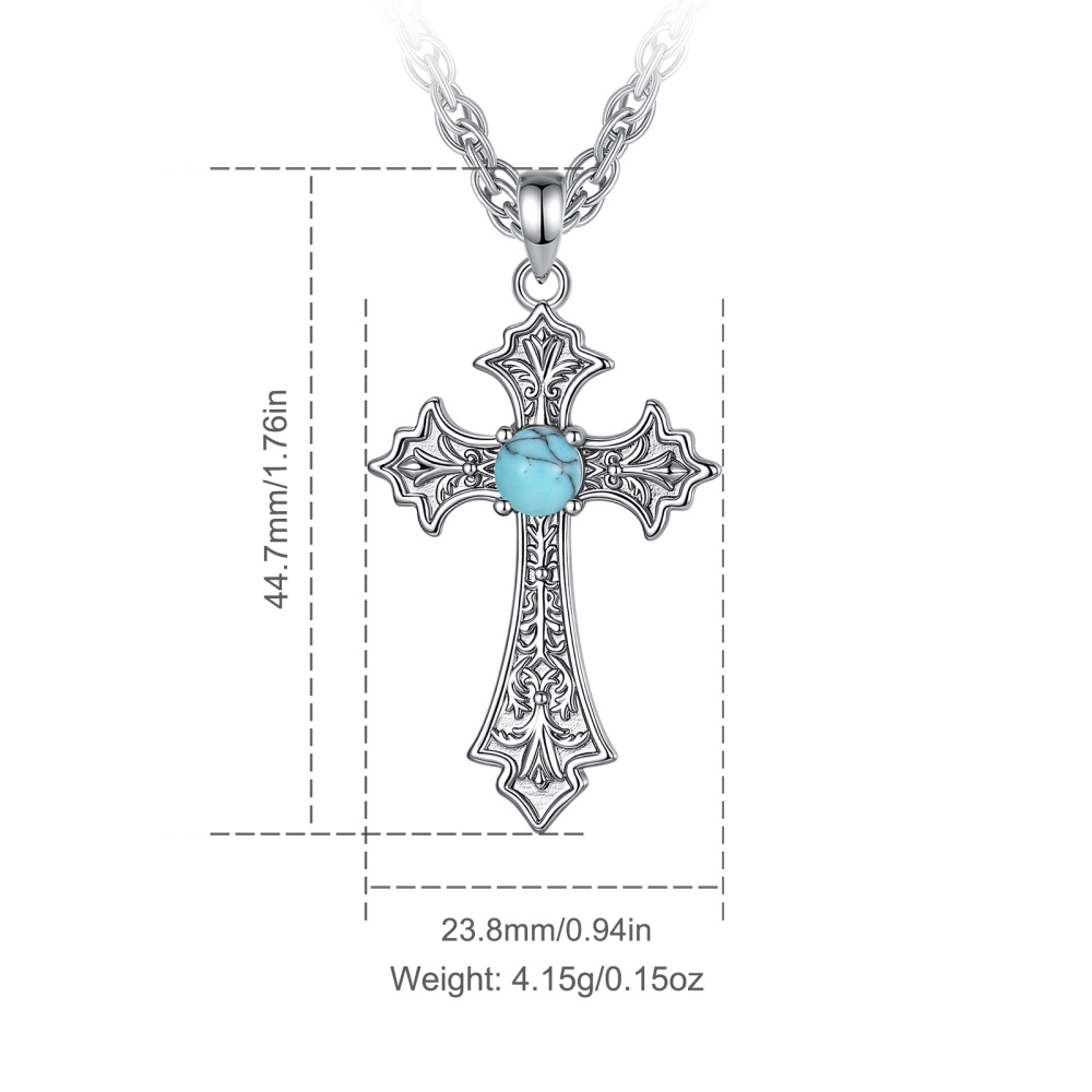 Turquoise Cross Boho Western Pendant Necklace