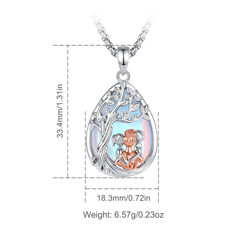 Mother Daughter Son Teardrop Moonstone Pendant