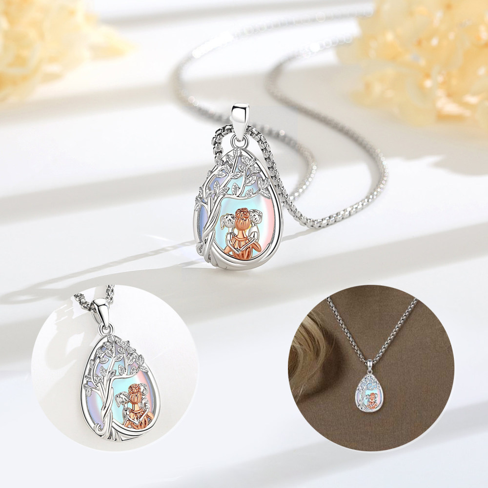 Mother Daughter Son Teardrop Moonstone Pendant