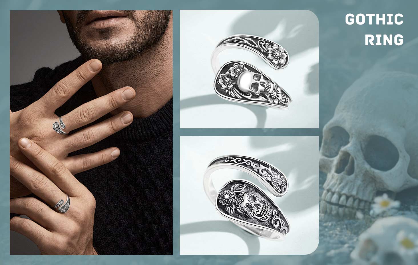 Gothic oxidized vintage rings wholesale