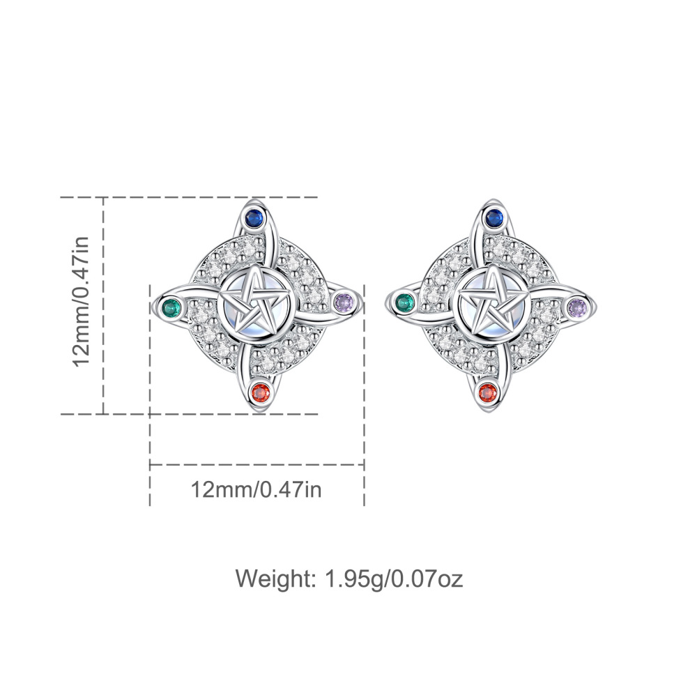 Rhodium-Plated 925 Sterling Silver Wicca Knot Jewelry Set