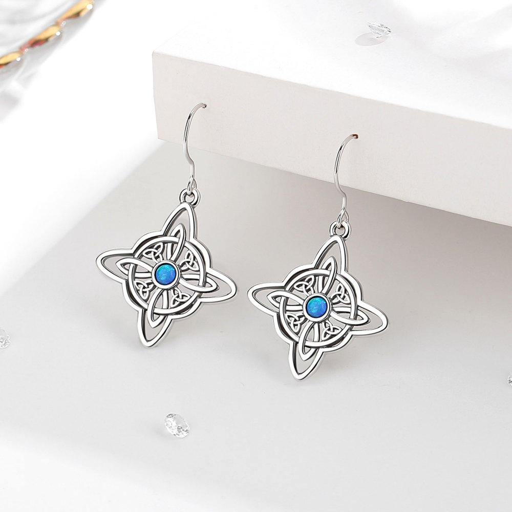 925 Sterling Silver Witches Knot Jewelry Set with Opal