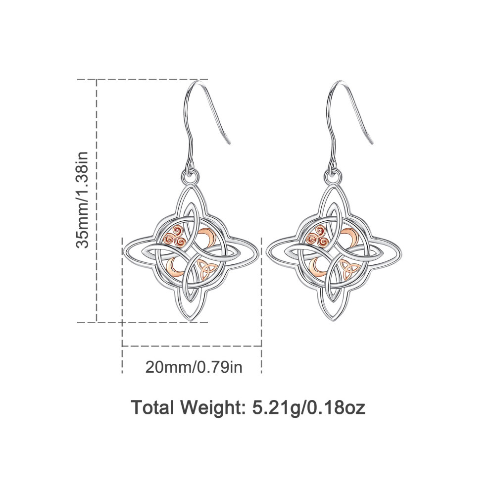 925 Sterling Silver Triple Moon Triskele Wicca Knot Jewelry Set
