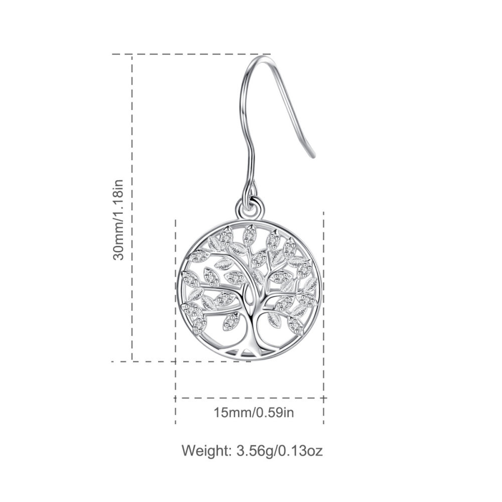 Rhodium-Plated 925 Sterling Silver Tree of Life Jewelry Set