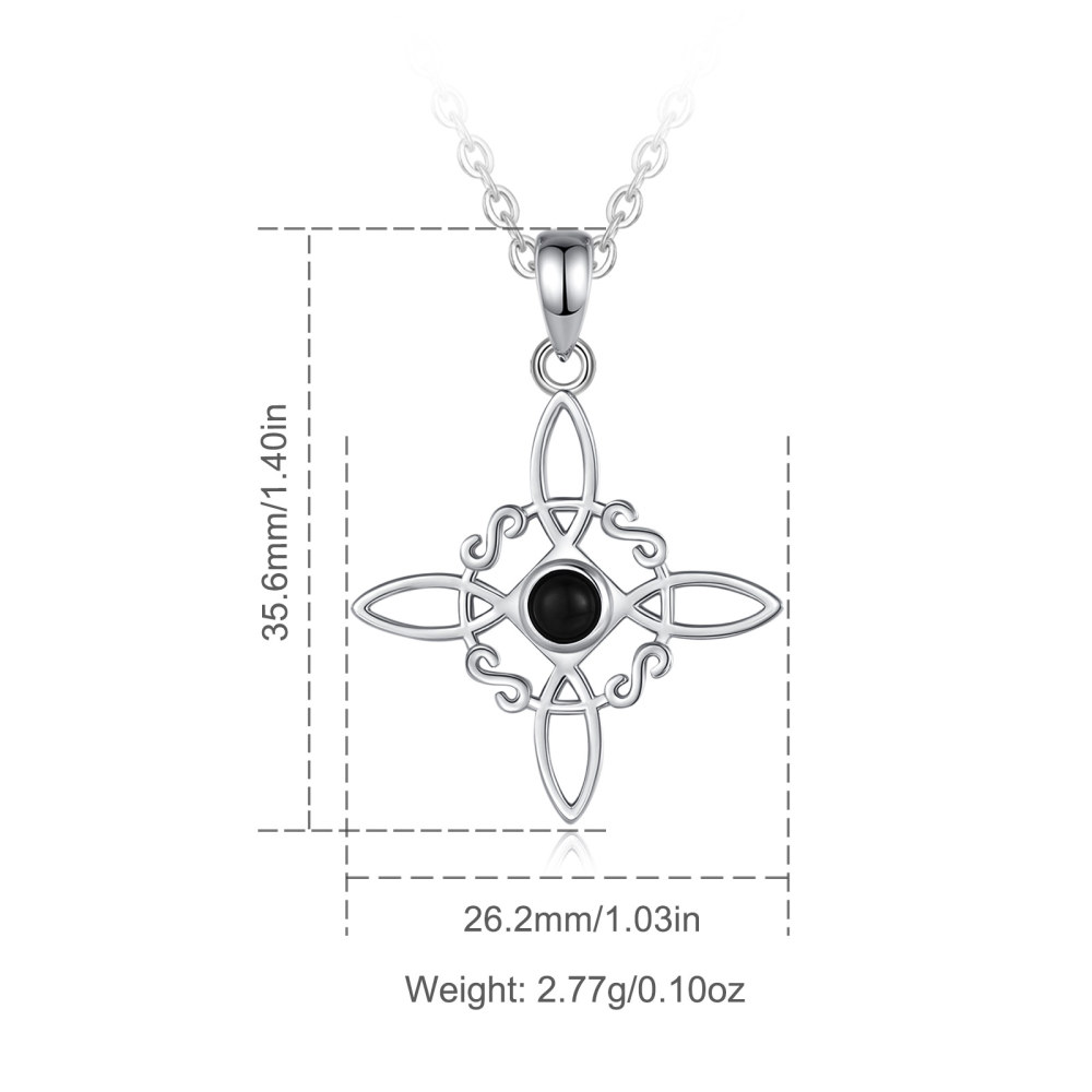 925 Sterling Silver Witches Knot Jewelry Set with Obsidian