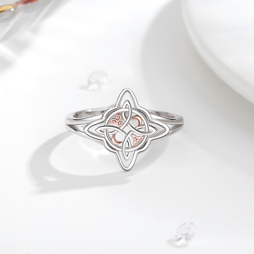 925 Sterling Silver Triple Moon Triskele Wicca Knot Jewelry Set