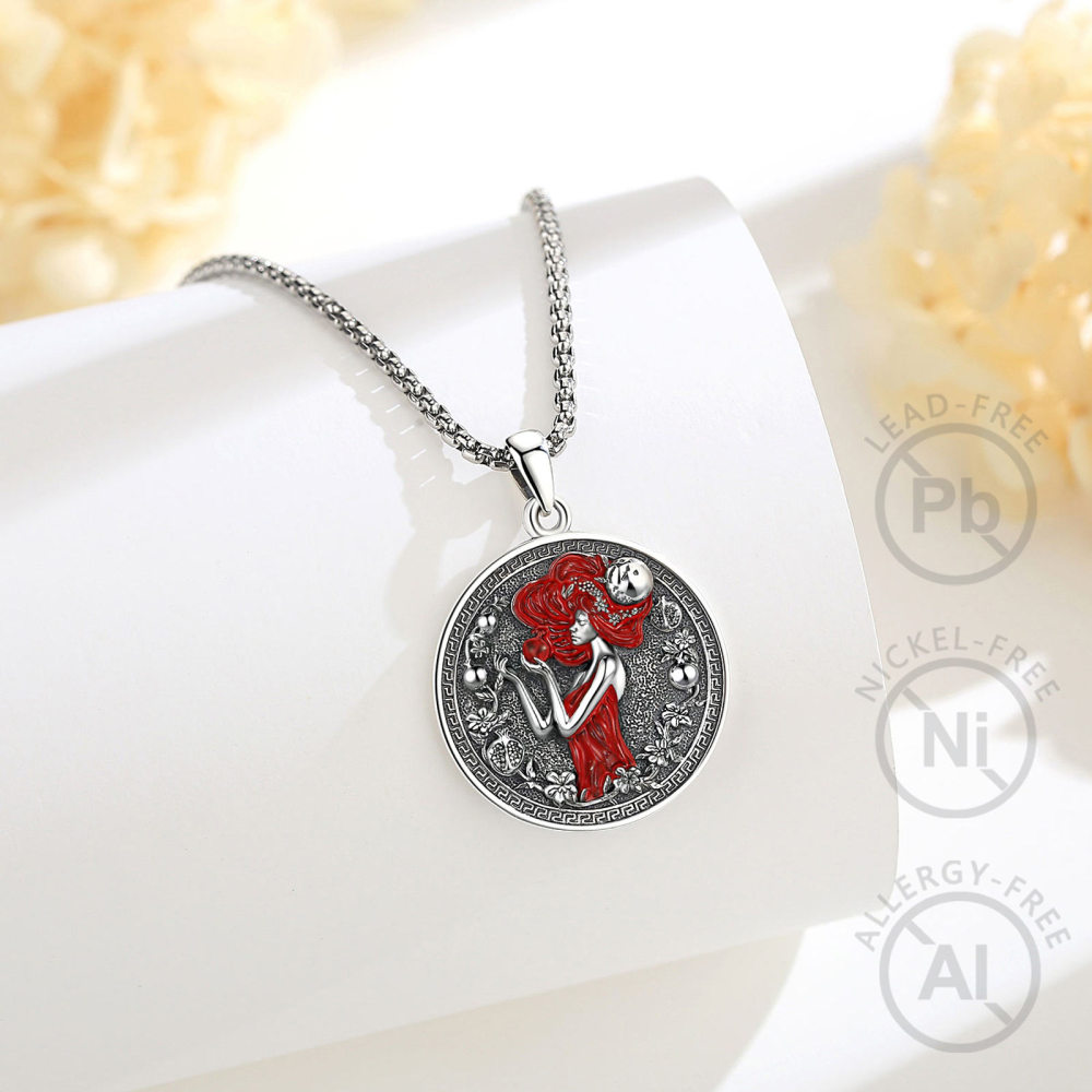 925 Sterling Silver Vintage Persephone Goddess Pendant