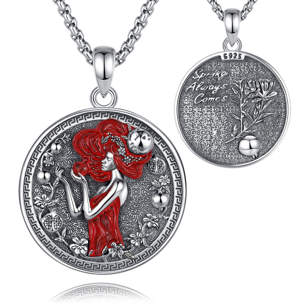 925 Sterling Silver Vintage Persephone Goddess Pendant