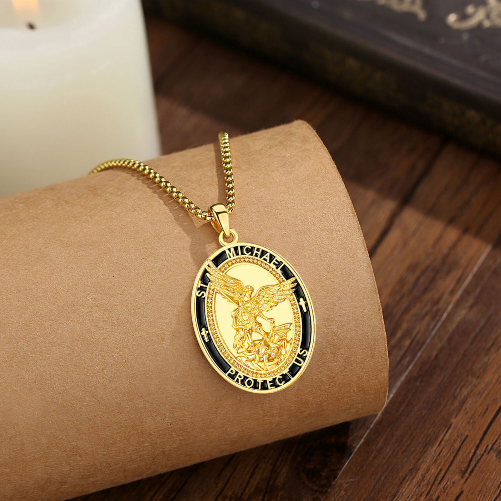 18K Gold-Plated Copper St. Michael the Archangel Pendant