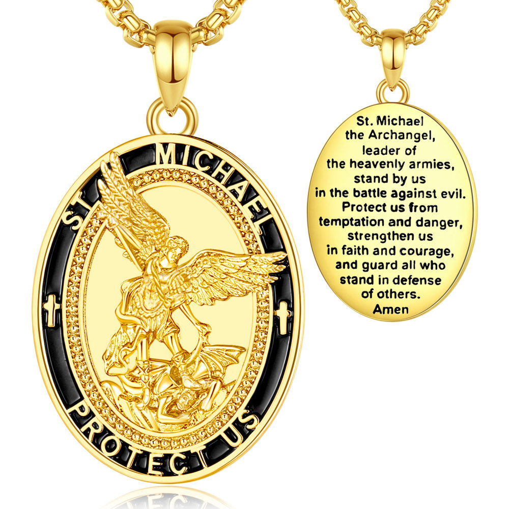 18K Gold-Plated Copper St. Michael the Archangel Pendant
