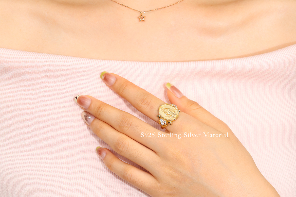 925 sterling silver 18K gold plated ring wearing effect