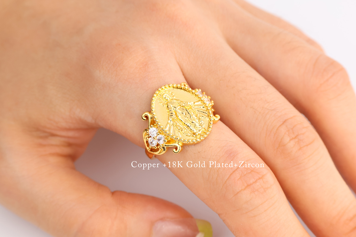 Copper 18K gold plated ring scene display
