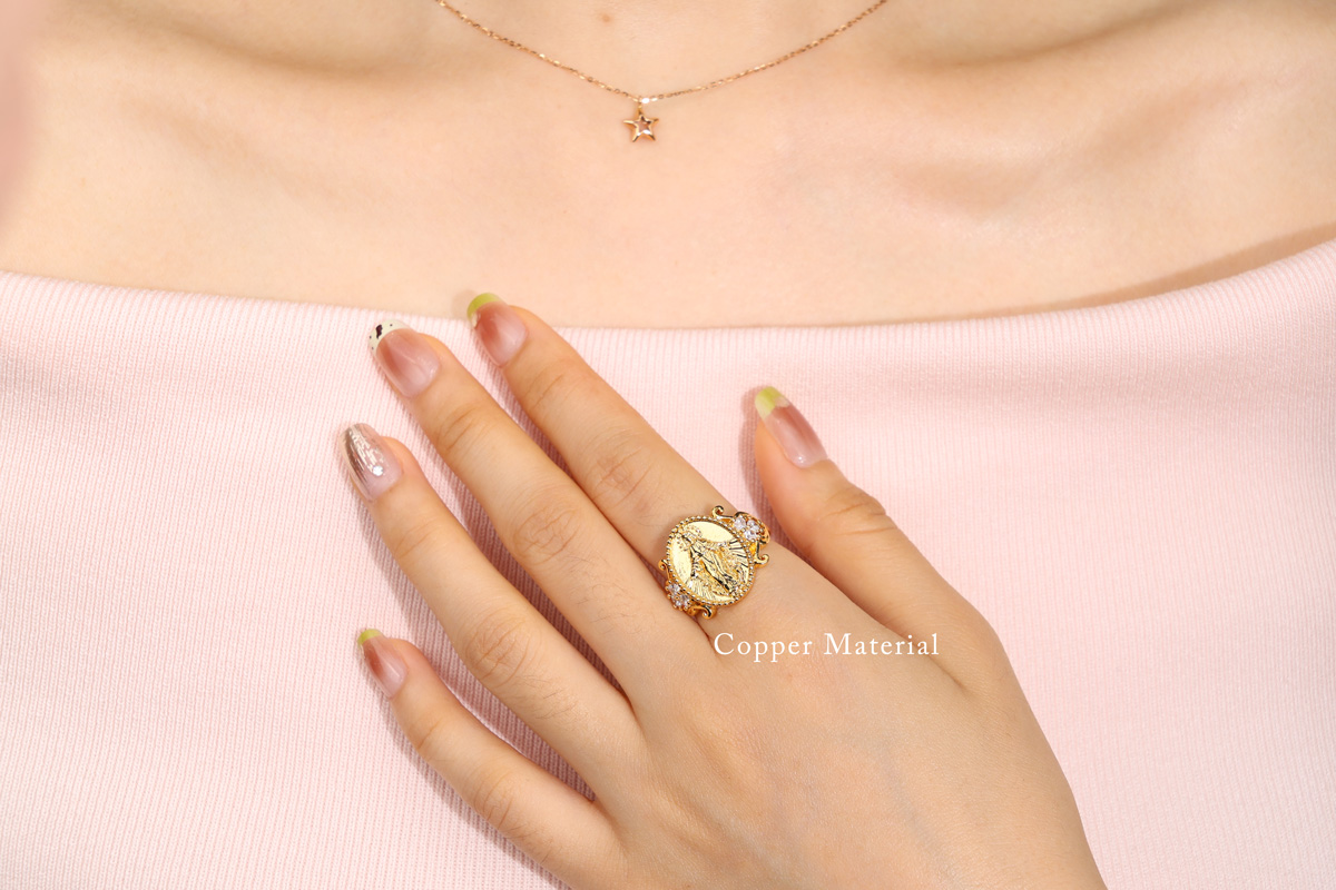 Copper 18K gold plated ring wearing look