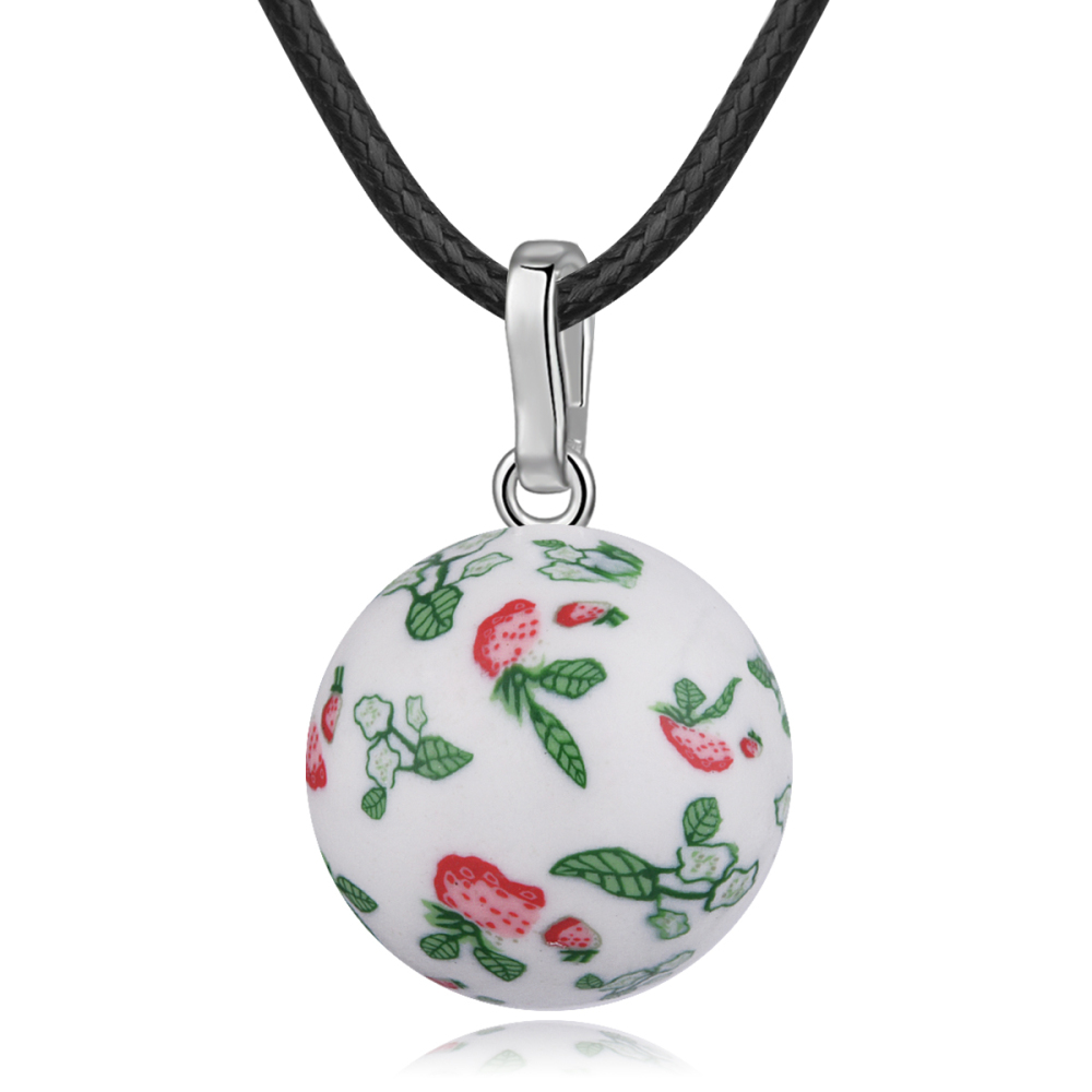 Strawberry Print Harmony Bola Angel Caller Pendant