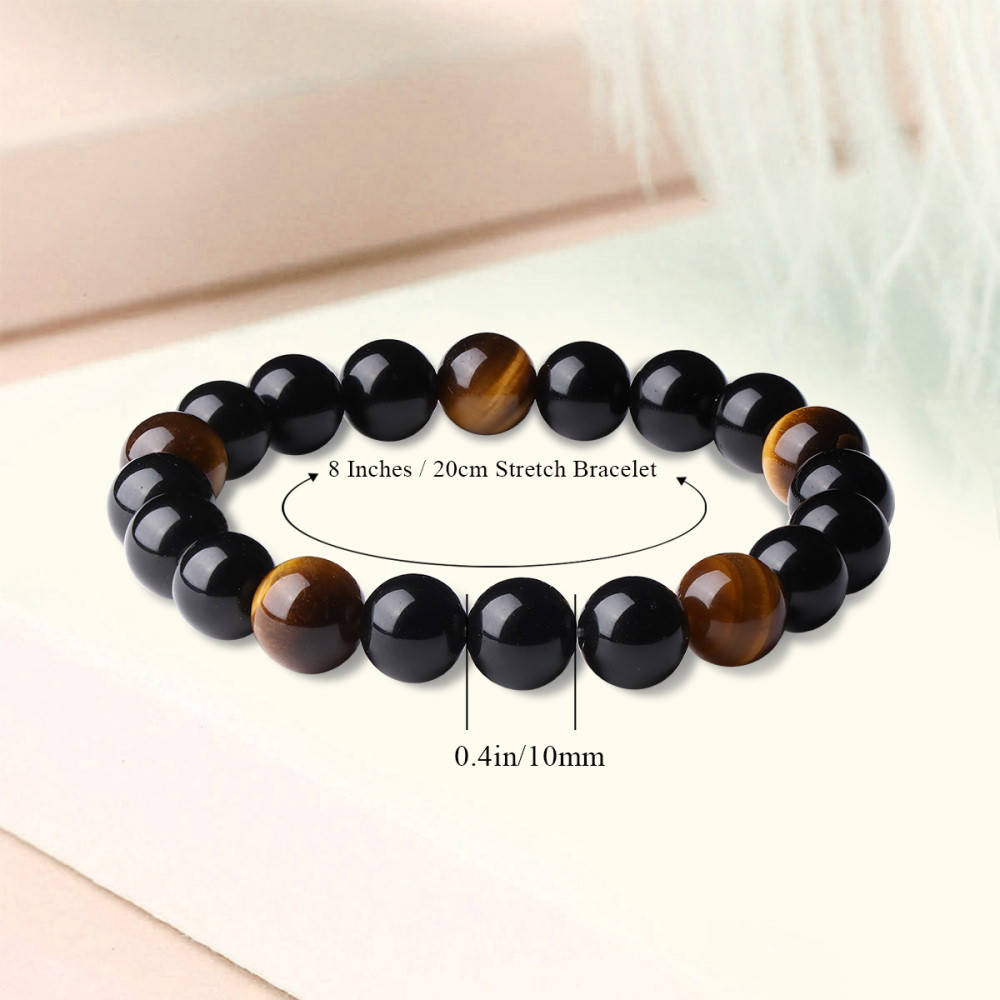 10mm Black Onyx & Tiger's Eye Stretch Bracelet
