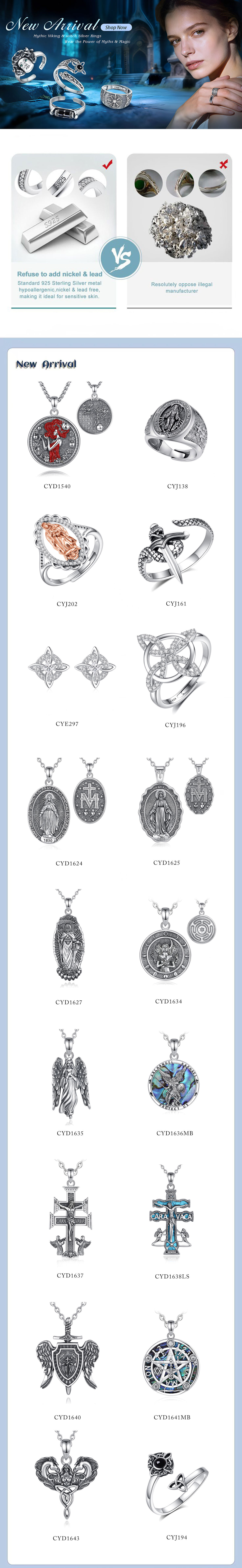 Early June 2026 myth-inspired 925 sterling silver jewelry collection, MOQ 1 piece, 5% off for wholesale