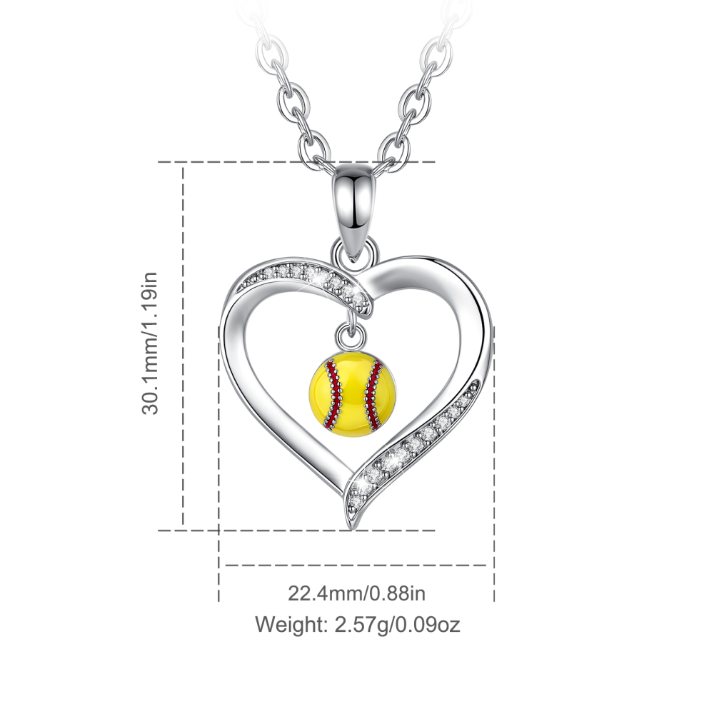 Merryshine Jewelry Softball Heart Shaped Frame Pendant
