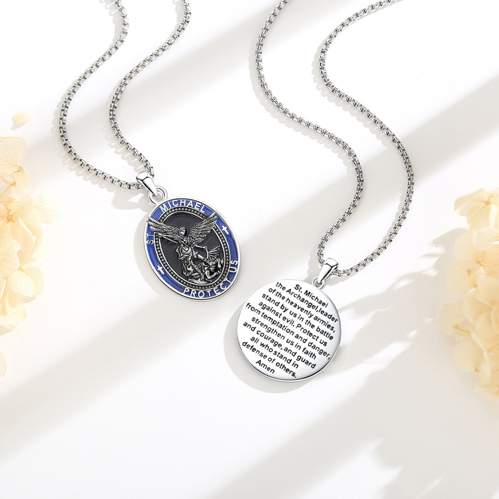 Merryshine Jewelry St.Michael Archangel Oval Medal Pendant