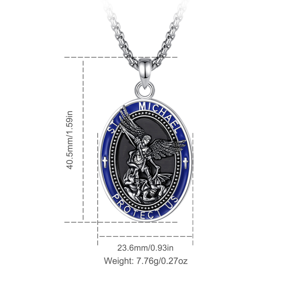 Merryshine Jewelry St.Michael Archangel Oval Medal Pendant