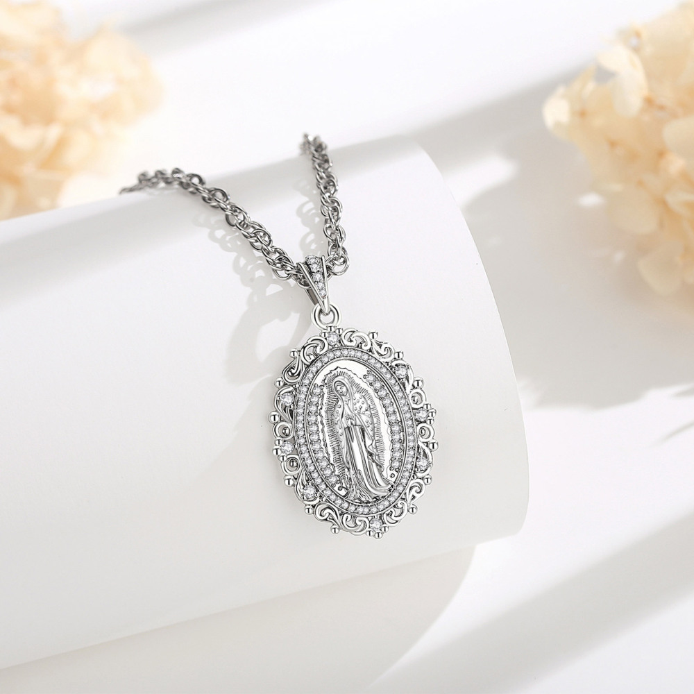 Merryshine Jewelry Vintage Filigree Our Lady of Guadalupe Pendant