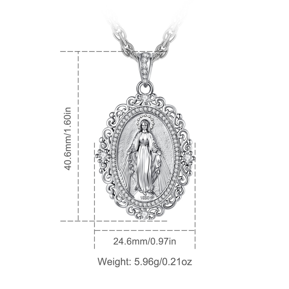 Merryshine Jewelry Ornate Filigree Miraculous Medal Pendant