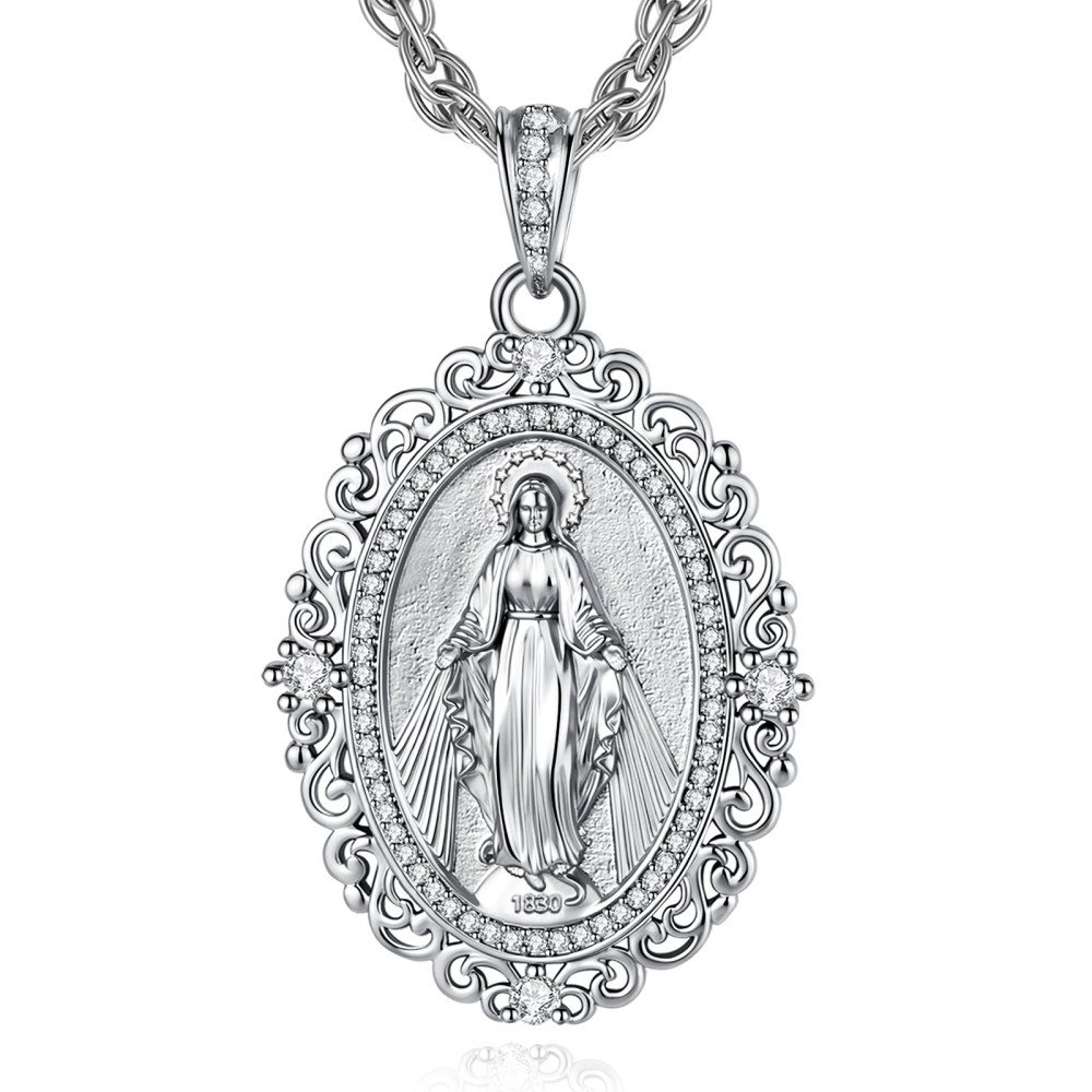 Merryshine Jewelry Ornate Filigree Miraculous Medal Pendant