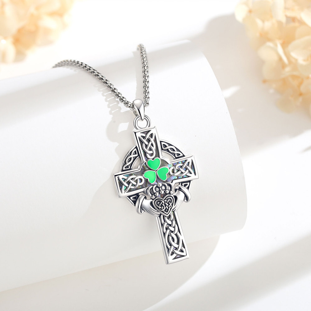 Merryshine Jewelry Irish Claddagh Celtic Cross Pendant