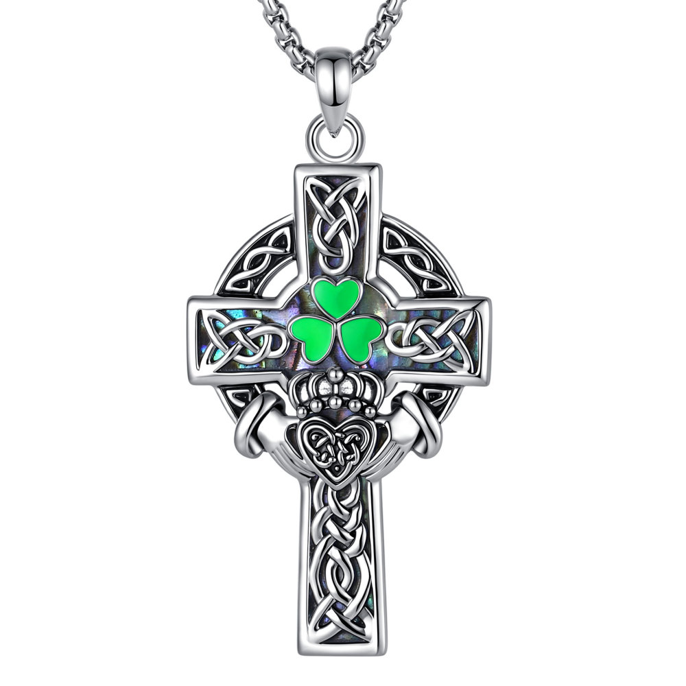 Merryshine Jewelry Irish Claddagh Celtic Cross Pendant