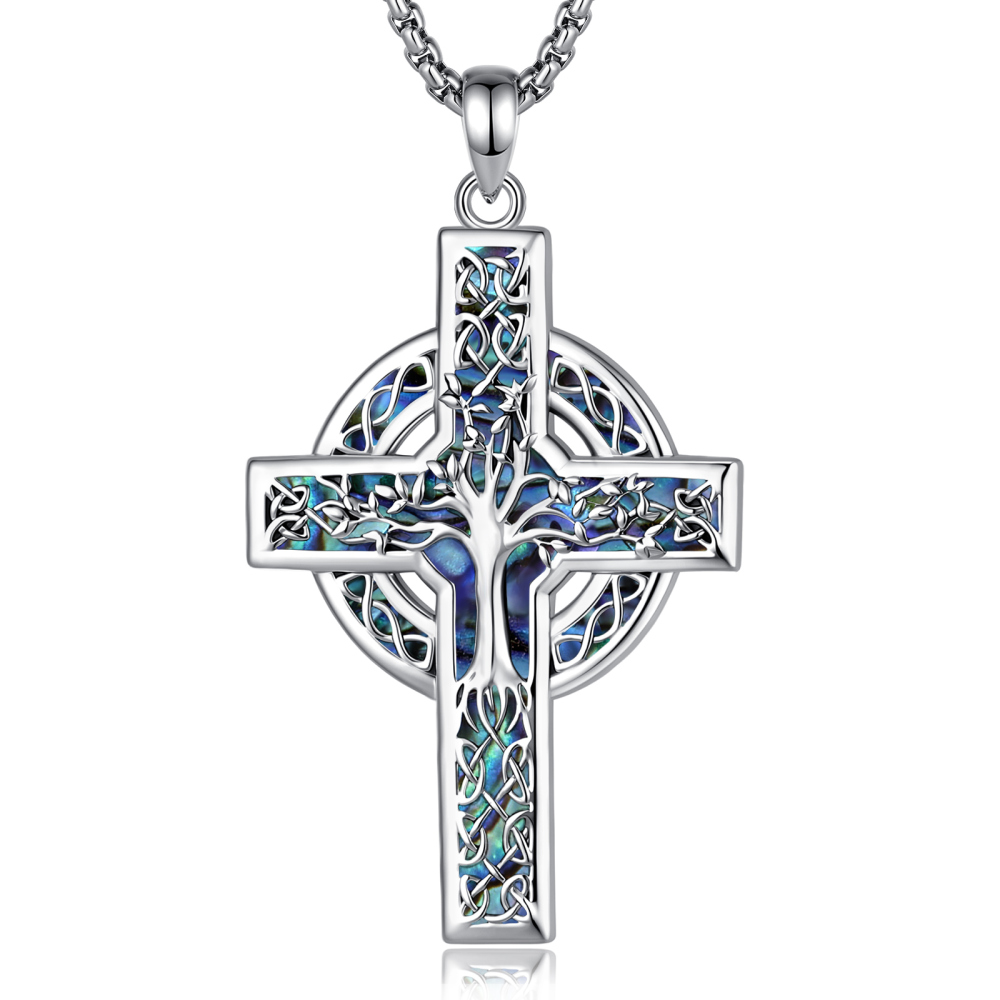 Merryshine Jewelry Hollow Tree of Life Celtic Circle Cross Pendant