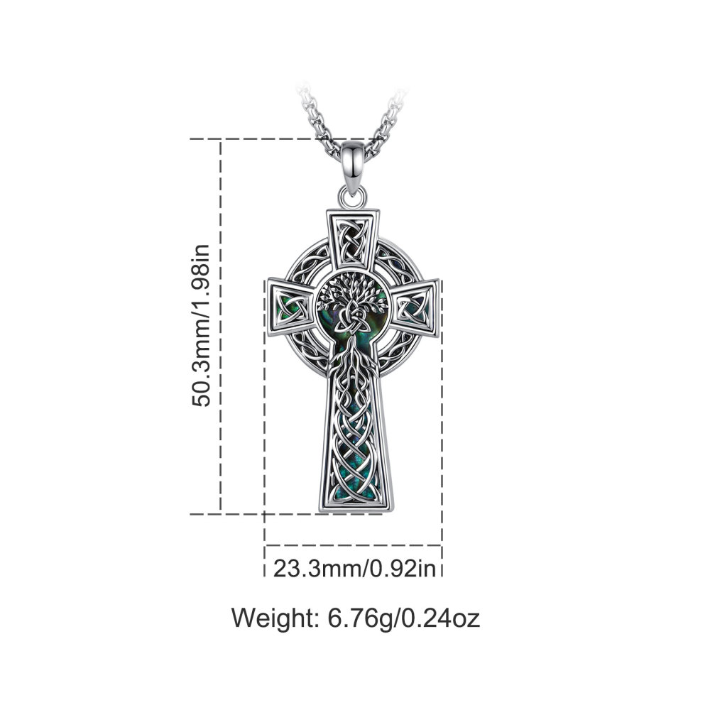 Merryshine Jewelry Tree of Life Celtic Knot Cross Pendant with Abalone Shell