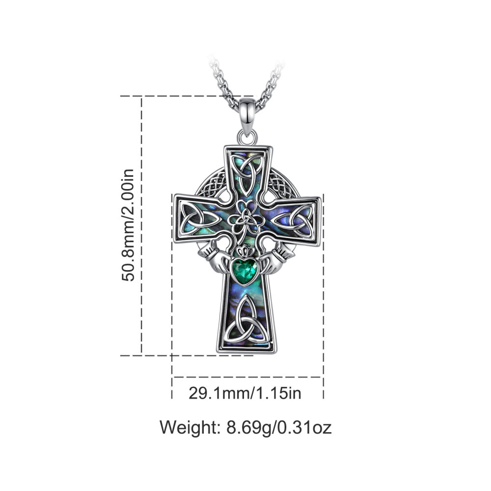 Merryshine Jewelry Claddagh Celtic Cross Pendant with Abalone Shell
