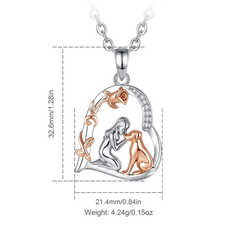Merryshine Jewelry Rose Gold Plated Heart Girl & Dog Pendant