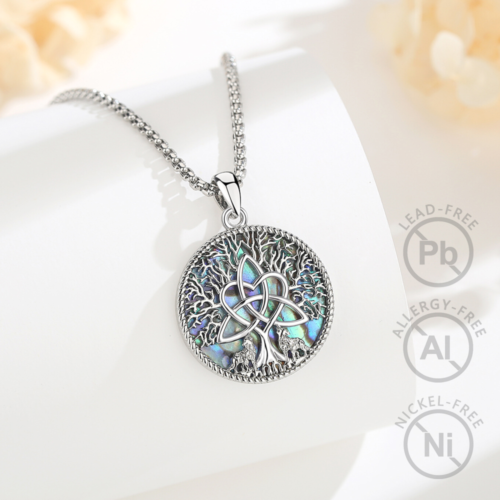 Merryshine Jewelry Round Tree of Life Wolf Pendant
