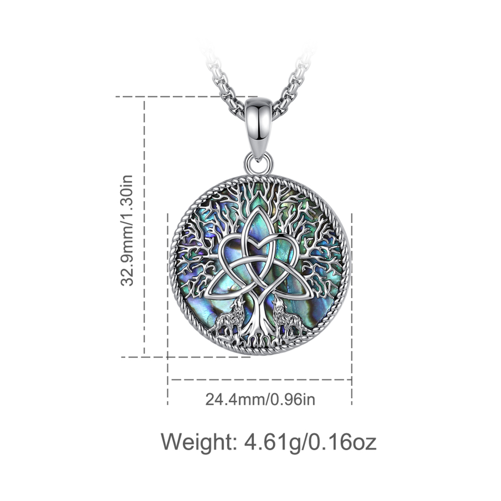 Merryshine Jewelry Round Tree of Life Wolf Pendant