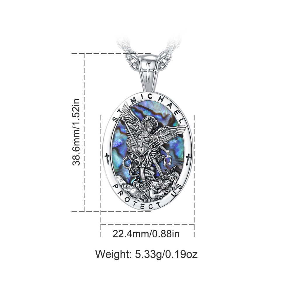 Merryshine Jewelry Oval St. Michael Archangel Abalone Shell Pendant