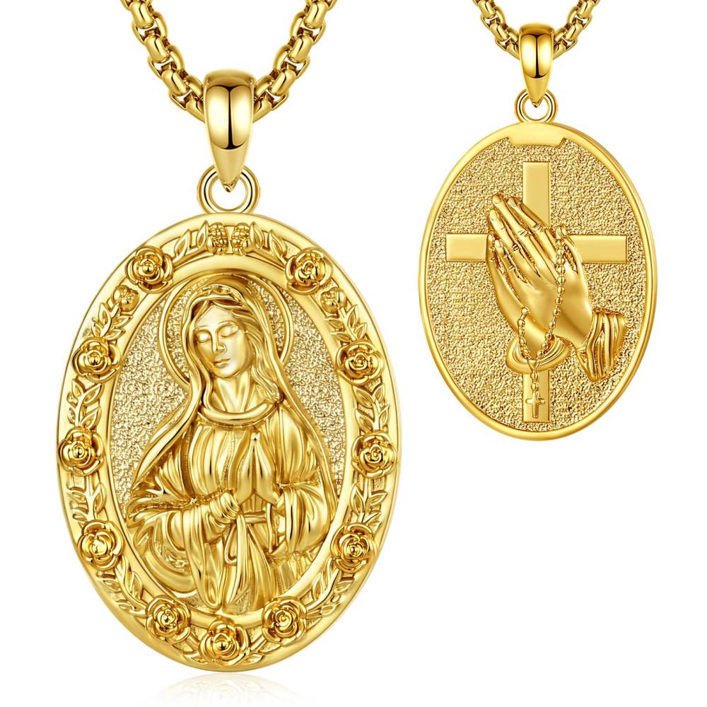Merryshine Jewelry Double Sided Virgin Mary Medal Catholic Pendant