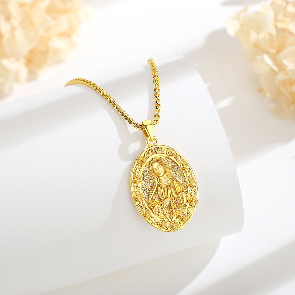 Merryshine Jewelry Double Sided Virgin Mary Medal Catholic Pendant