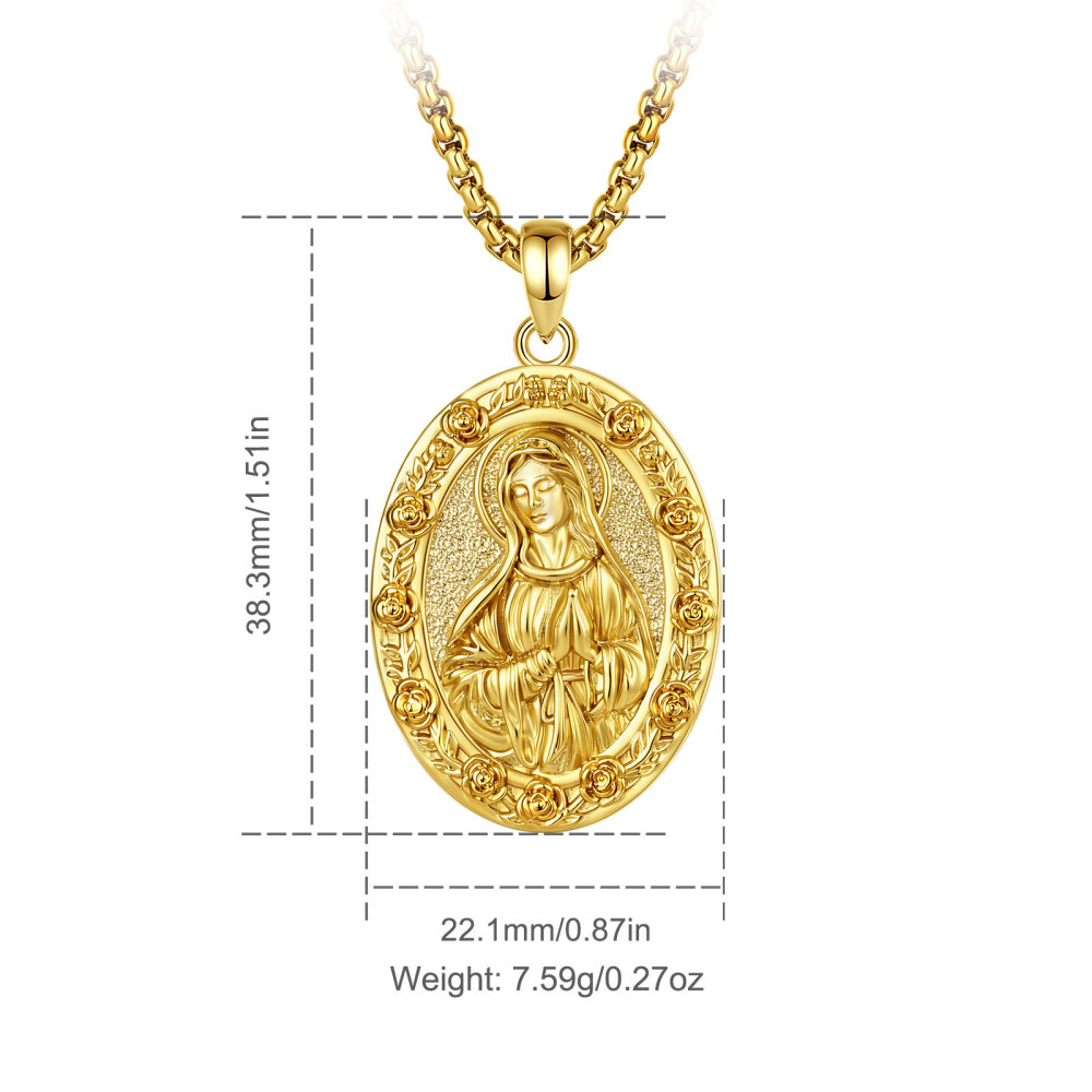 Merryshine Jewelry Double Sided Virgin Mary Medal Catholic Pendant