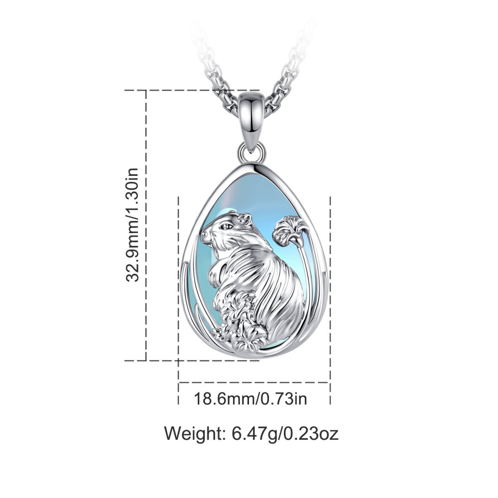Merryshine Jewelry Silver Plated Capybara Teardrop Moonstone Pendant