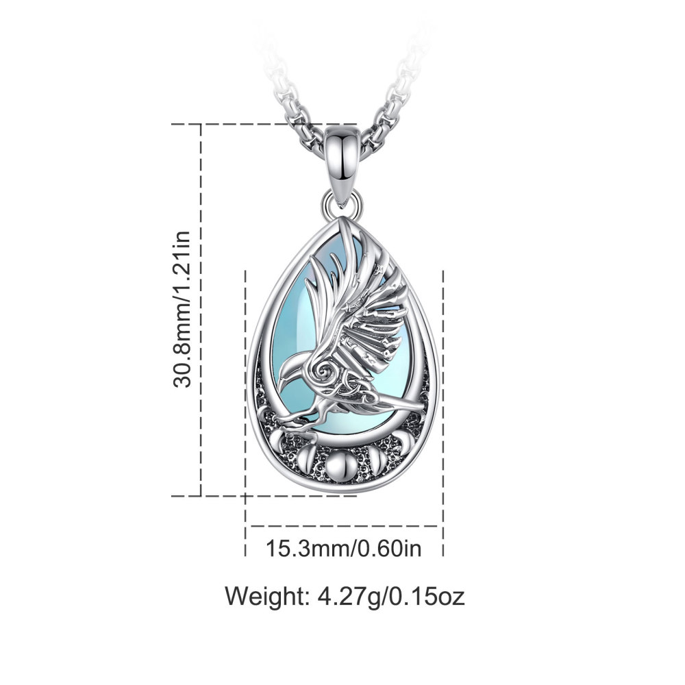 Merryshine Jewelry Moon Phase Celtic Raven Moonstone Pendant