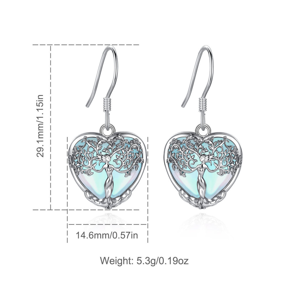 Merryshine Jewelry Heart Goddess Tree Drop Earrings with Moonstone