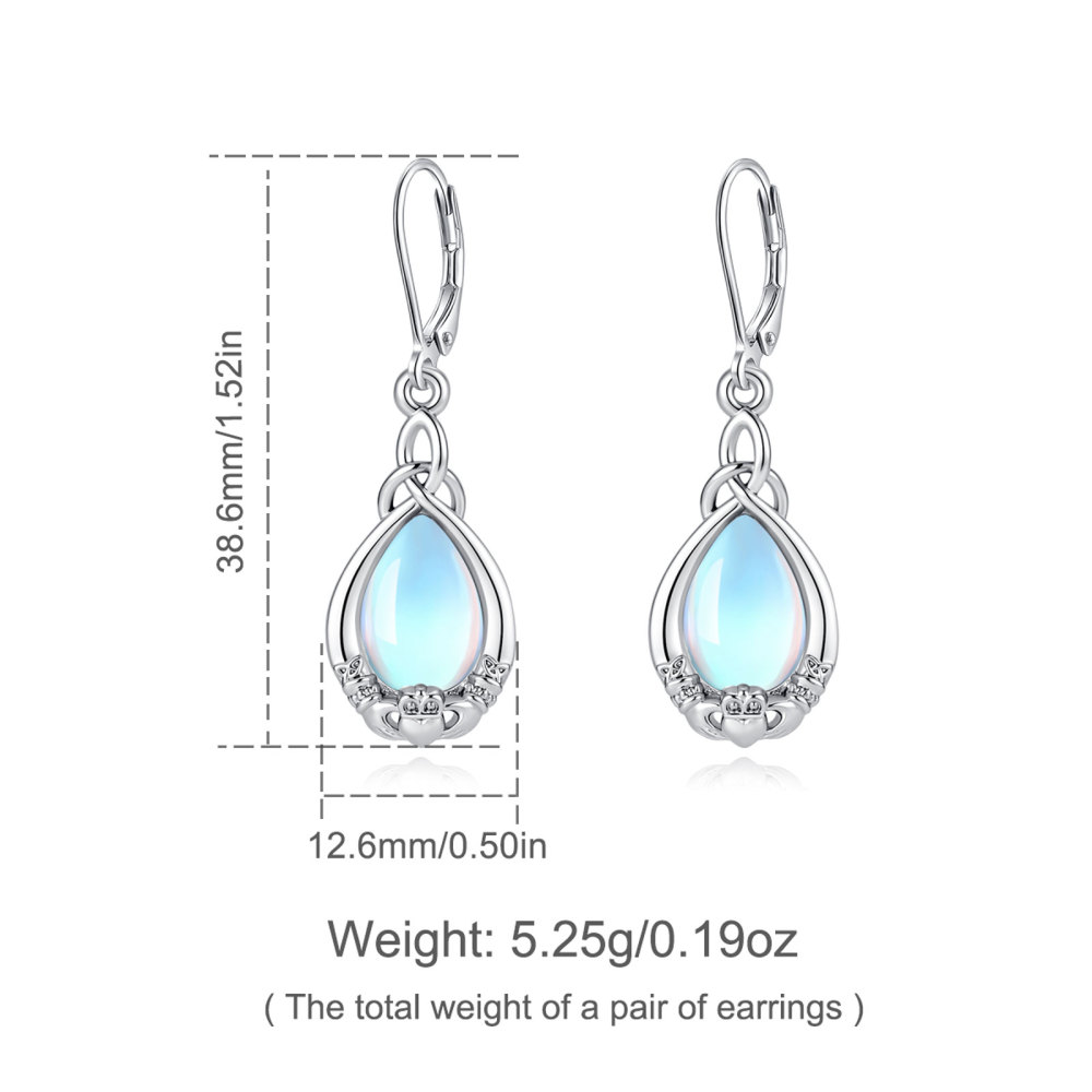 Merryshine Jewelry Celtic Claddagh Dangle Earrings with Moonstone