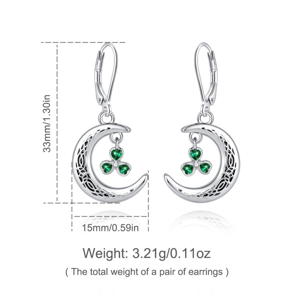 Merryshine Jewelry Celtic Crescent Shamrock Dangle Earrings