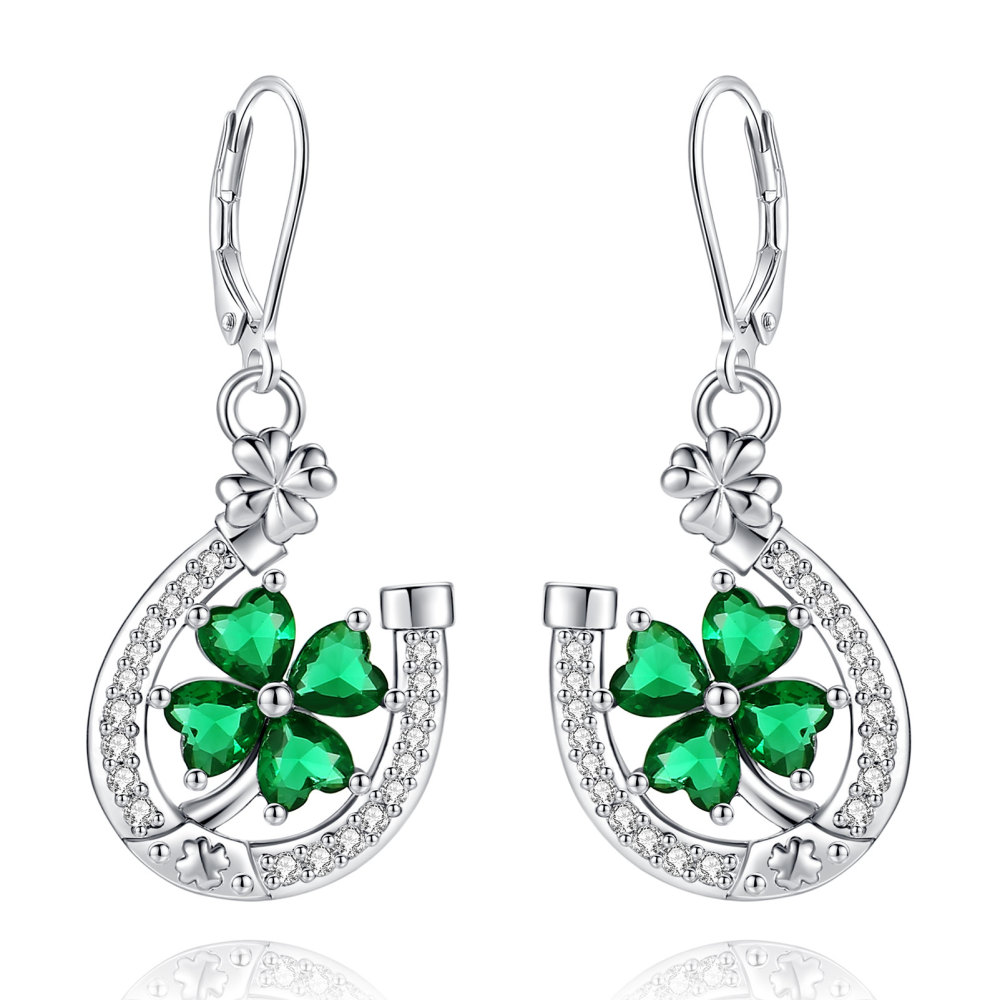 Merryshine Jewelry Horseshoe Four-Leaf Clover Dangle Earrings