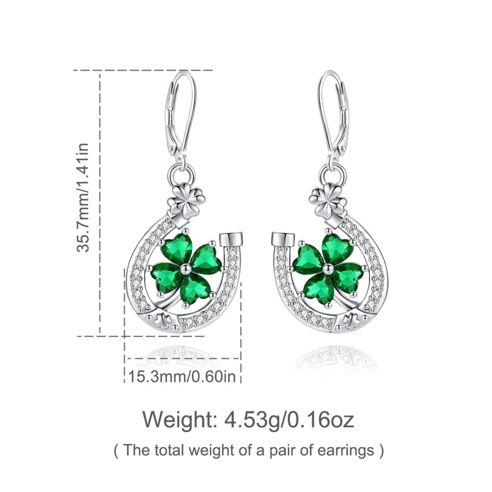 Merryshine Jewelry Horseshoe Four-Leaf Clover Dangle Earrings