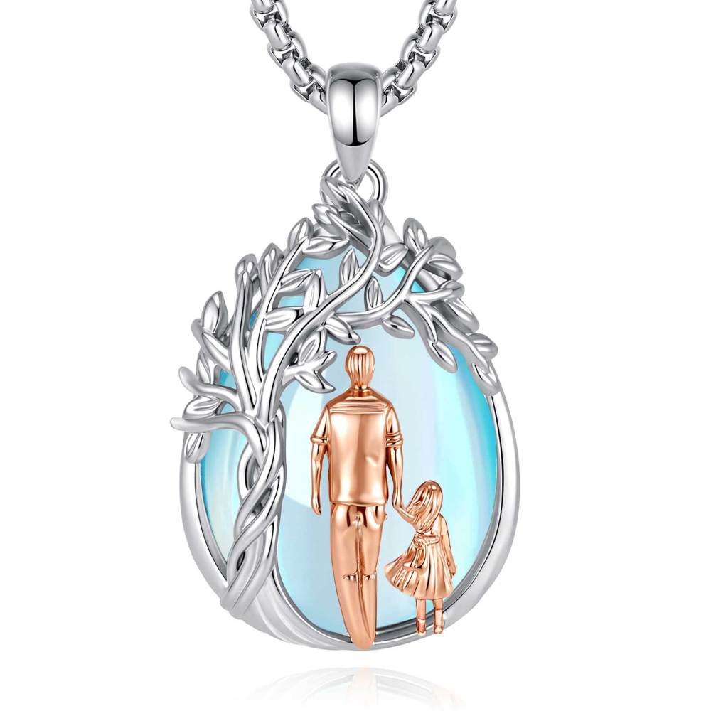 Merryshine Jewelry Father Daughter Tree of Life Teardrop Pendant