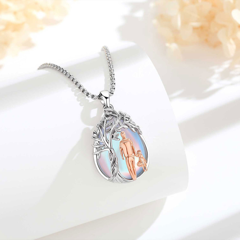 Merryshine Jewelry Father Daughter Tree of Life Teardrop Pendant