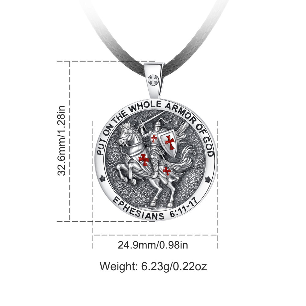 Merryshine Jewelry Double-Sided Templar Knight Round Pendant