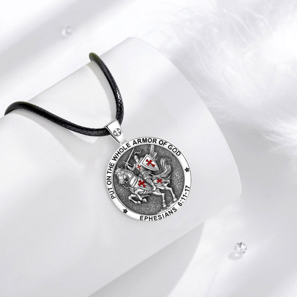Merryshine Jewelry Double-Sided Templar Knight Round Pendant